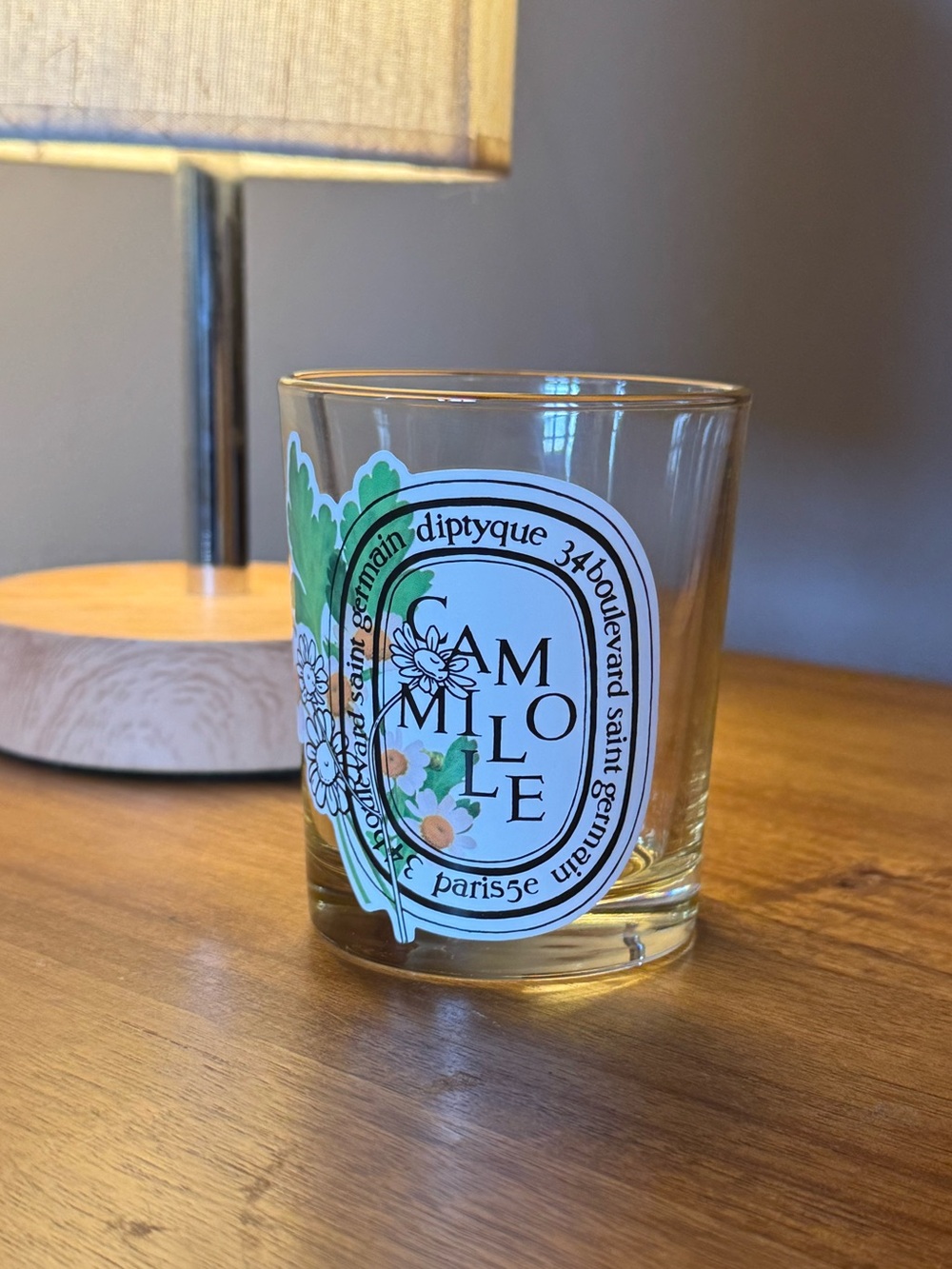 Diptyque Camomile Green Frosted Glass Candle Holder Empty Vessel 6.5 Oz